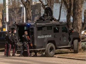 Saskatoon police respond to a report of a man with a weapon in the 300 block of Avenue H South.