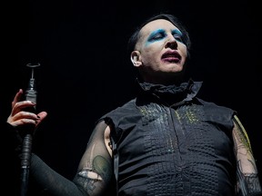 In this file photo taken on November 9, 2019 Marilyn Manson performs during the Astroworld Festival at NRG Stadium in Houston, Texas.