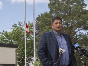 Saskatoon Tribal Council Chief Mark Arcand calls for the renaming of John A. MacDonald Road to Reconciliation Road. (Kayle Neis/Saskatoon StarPhoenix)