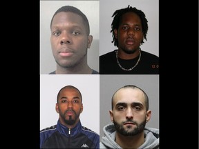 Clockwise from top left: Billy Glenold-Fleury, 31; Mali Jean, 33; Kenny Jouthe, 30 and Bechir Ben Salah, 32. RCMP have issued Canada-wide warrants for the four men, who have ties with Saskatchewan.