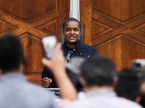 Green Party leader Annamie Paul attends a vigil organized after four members of a Muslim family were killed in what police describe as a hate-motivated attack at a mosque in London, Ont., June 8, 2021.