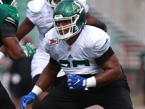 The Saskatchewan Roughriders are hoping that offensive tackle Terran Vaughn will be able to play in the Aug. 6 regular-season opener despite a shoulder injury.