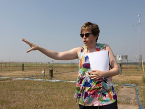 Environment Canada Meteorologist Terri Lang tours the Saskatchewan Research Council (SRC) Weather Station which uses similar equipment to the station at the Saskatoon airport to record temperature data