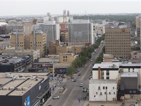 A photo of Second Avenue downtown taken from the tower at Parcel Y, in Saskatoon, SK on Wednesday, July 18, 2018.