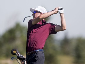 Ty Campbell tees off during the final round of the 2020 Saskatchewan men's amateur golf championship.