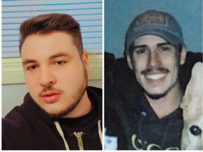 (Left) Bryton Lawrason, 29, and (right) Seth Hildebrand, 20, were identified by RCMP as the two men whose bodies were found in a 2013 Dodge Journey SUV along Tiny grid road near the Burgis Beach turnoff on July 5. Photos courtesy of RCMP