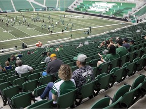 Fans were in the stands for the first time in 2021 at the Riders' training camp on Saturday at Mosaic Stadium.