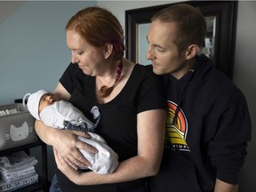 Marie Schultz and her husband Taylor are home with their newborn son Ciaran in this photo from July 20, 2021.