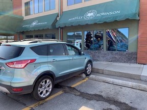 A vehicle hit one of the walls of McNally Robinson Booksellers on Eighth Street around 10:30 a.m. on July 30, 2021. Photo provided by the Saskatoon Fire Department.
