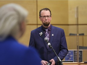 Ward 10 Landon Mohl during a swearing in ceremony of the 2020 - 2024 city council at City Hall. MICHAEL BELL / Regina Leader-Post
