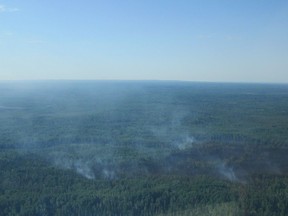 The Lock fire near Buffalo River Dene Nation and St. George's Hill forced nearby residents to begin evacuating over the weekend. Photo provided by the Saskatchewan Public Safety Agency on July 13, 2021. (Saskatoon StarPhoenix).