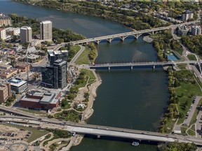 Aerial photo of the South Saskatchewan River.