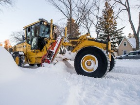 SASKATOON, SK- A grader clears a street after a blizzard that resulted in 35-plus centimetres of snow. Photo taken in Saskatoon, SK on Monday, November 9, 2020.