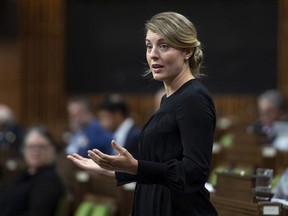 Melanie Joly, the minister of Economic Development and Official Languages, rises during Question Period in the House of Commons on Parliament Hill in Ottawa on October 1, 2020.