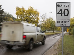 The city lowered the speed limit to 40 km/h in the Montgomery Place neighbourhood in 2016 because of the absence of sidewalks throughout most of the community in Saskatoon, Sk on Friday, September 21, 2018.