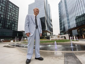 Developer and former professor K.W. Nasser attends the opening of K.W. Nasser Plaza, a public space between the three towers on Spadina Crescent near river landing that will pay tribute to him. Photo taken in Saskatoon, Sask. on Tuesday, August 3, 2021.