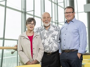 (From left) Marilyn and Malcolm Leggett have donated $1 million to the Vaccine and Infectious Disease Organization (VIDO) at the University of Saskatchewan. The donation, alongside support from other private donors and all levels of government, will allow Canada's Centre for Pandemic Research to be established at VIDO over the next three years, according to the U of S. Dr. Volker Gerdts (right) is VIDO director and CEO.
