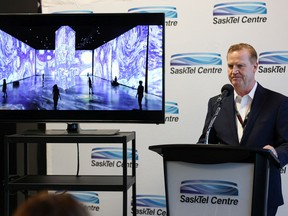 SaskTel Centre executive director Scott Ford announces a Van Gogh exhibit that will run from Sept. 30 to Nov. 7 in a warehouse on Thatcher Ave. Photo taken in Saskatoon on Friday, September 10, 2021.