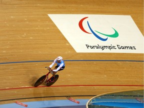 Arnold Boldt, well-known as a high-jumper, competes in cycling at the 2012 Paralympics.