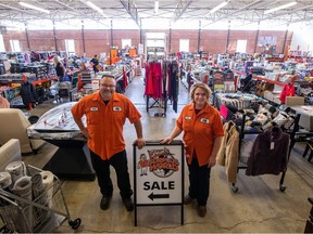 Shane, left, and Kristin Arthurs opened Shane's Surplus World in April 2021, selling brand new overstocked and slightly used products. Photo taken in Saskatoon, SK on Friday, September 10, 2021.