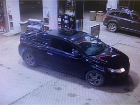 Saskatchewan RCMP say one of the suspect vehicles in a reported abduction on Sept. 15, 2021 is a black, two-door 2010 Kia Forte with Saskatchewan licence plate 808 MHS.