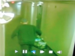 Screengrab of security camera footage of Joseph Simon Peter Yaremko in an apartment building on the 100 block of Wellman Crescent June 3, 2019, when he allegedly sexually assaulted a woman who lived in the building.