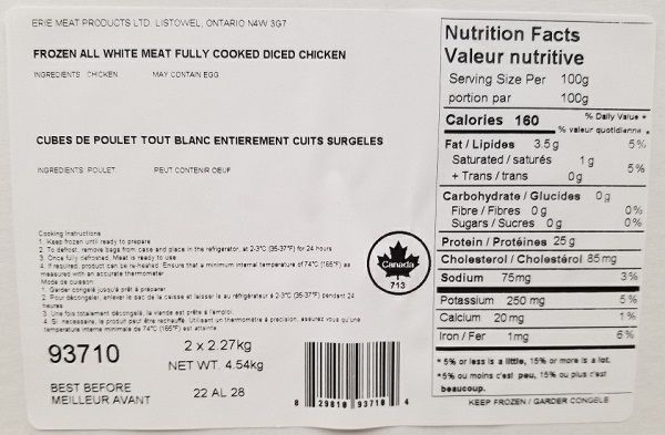 Chicken Recall Label 