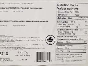 Chicken recall label