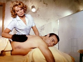 Actors Sean Connery and Molly Peters in a scene from the James Bond film "Thunderball."