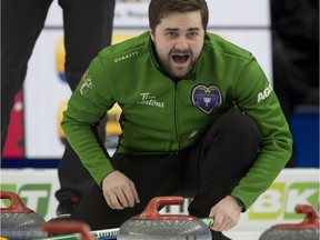 Matt Dunstone, shown during the 2021 Brier, is headed to the Canadian Olympic curling trials.