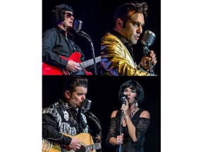 Clockwise from top left: Gil Risling as Roy Orbison, Vic DeSousa as Elvis, Andrea Anderson as Patsy Cline, Derek Pulliam as Lefty Frizzell