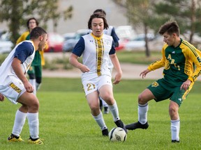 Soccer season is in full swing in Saskatoon. Some early season action between the Aden Bowman Bears and Evan Hardy Souls on September 15, 2021. Photo by Victor Pankratz.