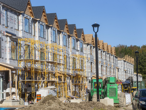 Row housing under construction in London, Ont.