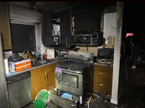 Saskatoon Fire Department was called to the 300 Block of Labine Cres. in the Kensington neighbourhood Sunday night after a fire started on top of a stove. PHOTO: Saskatoon Fire Department