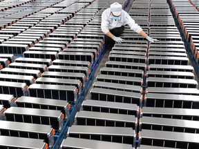 An electric-vehicle battery manufacturing plant in China.