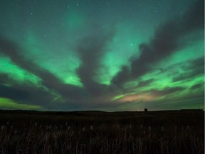 The aurora borealis, also known as the northern lights, lights up the sky east of Highway 41 outside of Aberdeen on Wednesday, Nov. 3.