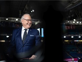 TSN commentator Russ Howard at Tim Hortons Canadian Olympic Curling Trials at SaskTel Centre in Saskatoon on Nov. 25, 2021.