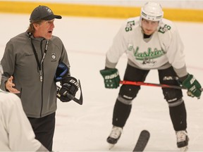 SASKATOON, SK-- 0915 sports babcock - Long-time NHL coach Mike Babcock is now coaching the U of S Huskies men's hockey team at Merlis Belsher Place. Photo taken in Saskatoon on Tuesday, Sept. 14, 2021.