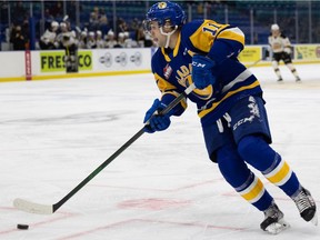 Saskatoon Blades compete against the Brandon Wheat Kings at SaskTel Centre