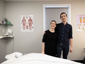 Siblings Brennan Lane, right, and Brittney Bazin opened Peace of Mind Wellness in March 2021. The two siblings, who are both blind, teamed up together to provide counselling, massage therapy and reflexology services. They also like to show young people with disabilities that they can reach their career goals. Photo taken in Saskatoon on Dec. 10, 2021.