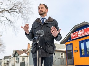 Official Opposition Leader Ryan Meili calls for an acceleration of the COVID-19 booster shot program in light of a new U.K. Health Security Agency study that shows low vaccine protection against the Omicron variant with two doses alone. Photo taken in Saskatoon, SK on Monday, December 13, 2021.