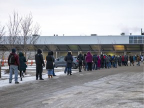 Due to a website error, the old Costco building had people lining up for a booster dose on Monday, December 20, 2021 in Regina. That location was for appointment only and shortly after they closed the walk-in lined and deferred them to the Victoria Square Mall for walk-in booster shots.