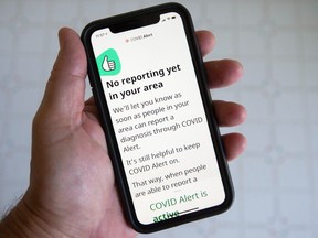 A Canadian smartphone app released Friday July 31, 2020 was meant to warn users if they've been in close contact with someone who tests positive. THE CANADIAN PRESS/Ryan Remiorz