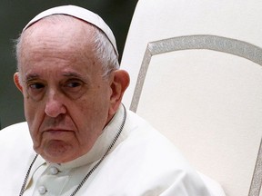 Pope Francis attends the weekly general audience at the Paul VI Audience Hall, at the Vatican, October 13, 2021.