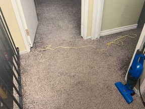 The rope that was tied from a bedroom doorknob to the banister, locking two boys inside in the Lenore Drive duplex on Dec. 7, 2020.