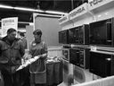 A photo of the Toshiba Microwave Oven display, which is part of the Cosmo Club home show, from Jan. 27, 1978.