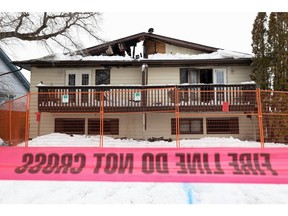 SASKATOON, SK-- The aftermath of a fire on the 300 Block of 109th Street West. Photo taken at Saskatoon, Sask. on Monday, January 31, 2022.