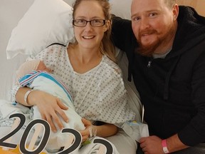 Hudson Raphael Lynn was Saskatoon's first baby in 2022, born at 12:17 a.m. on Jan. 1, 2022, at Jim Pattison Children's Hospital to parents Krystal and Chris Lynn.