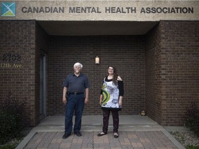 Dave Nelson and Rebecca Rackow stand for a portrait at the Canadian Mental Health Association's Saskatchewan branch in Regina , Thursday, August, 13, 2020.
