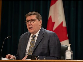 Premier Scott Moe provides a COVID-19 update in the Radio Room of the Legislative Building on Wednesday, January 12, 2022 in Regina. KAYLE NEIS / Regina Leader-Post